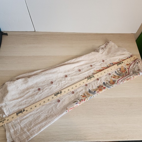 Johnny Was Workshop Embroidered Cotton Linen Tunic Bohemian Floral Stripe Sz Med - Picture 15 of 16